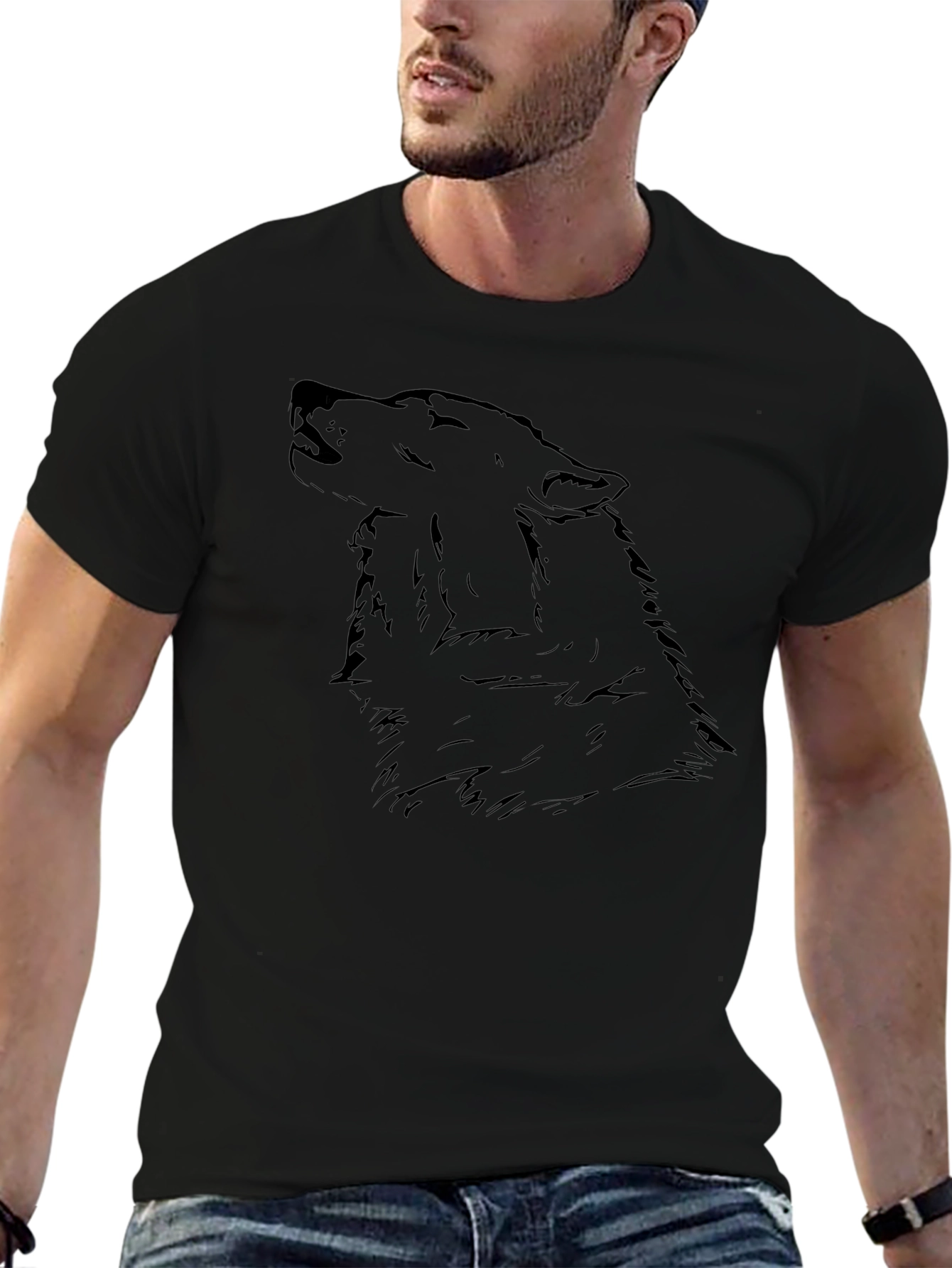 Black Wolf Howl Graphic T-Shirt