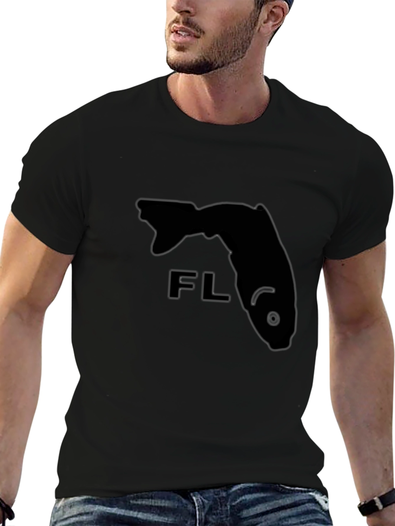 Florida Fish State Tee - Black Crew Neck