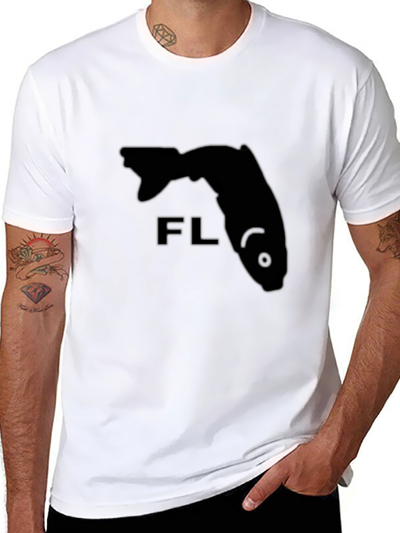 Florida Fish State Tee - Black Crew Neck