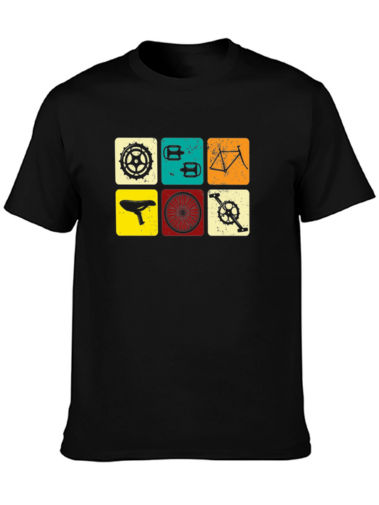 Retro Bicycle Parts Graphic T-Shirt