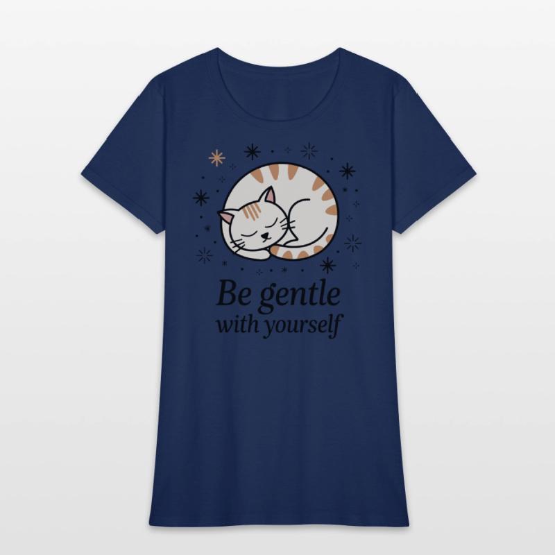 Gentle Sleeping Cat Design with Positive Quote
