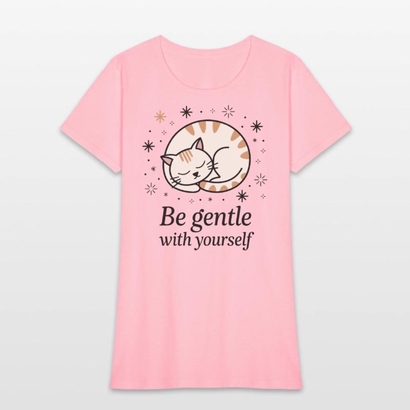 Gentle Sleeping Cat Design with Positive Quote