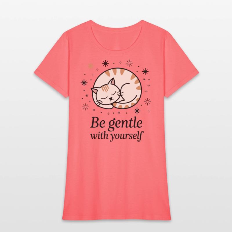 Gentle Sleeping Cat Design with Positive Quote