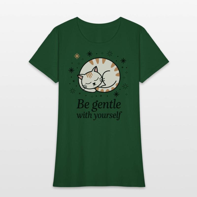 Gentle Sleeping Cat Design with Positive Quote