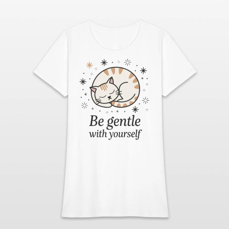 Gentle Sleeping Cat Design with Positive Quote