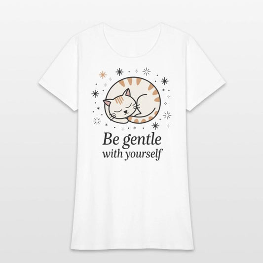 Gentle Sleeping Cat Design with Positive Quote