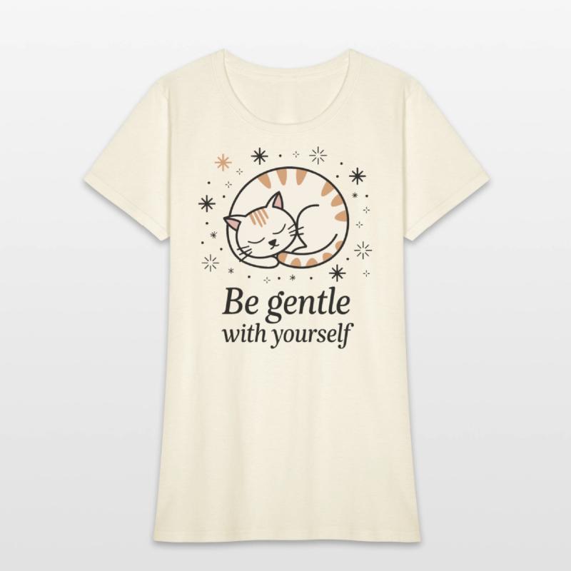 Gentle Sleeping Cat Design with Positive Quote