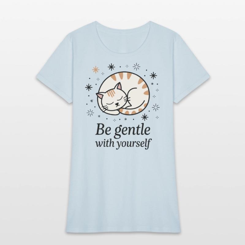 Gentle Sleeping Cat Design with Positive Quote