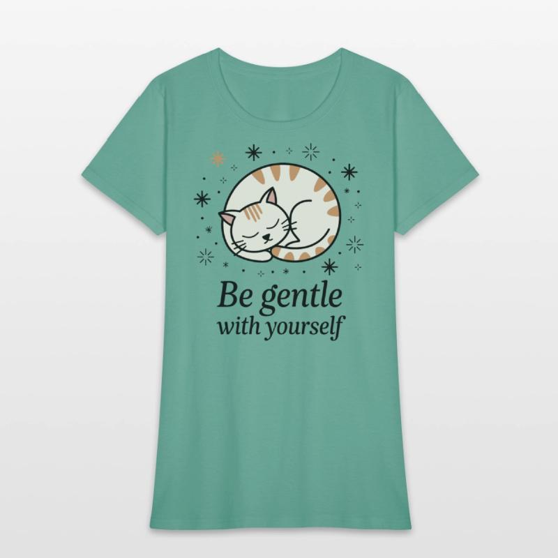 Gentle Sleeping Cat Design with Positive Quote