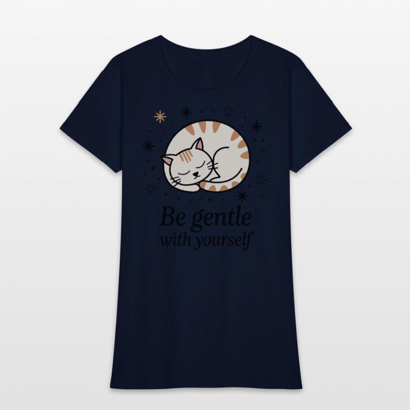 Gentle Sleeping Cat Design with Positive Quote