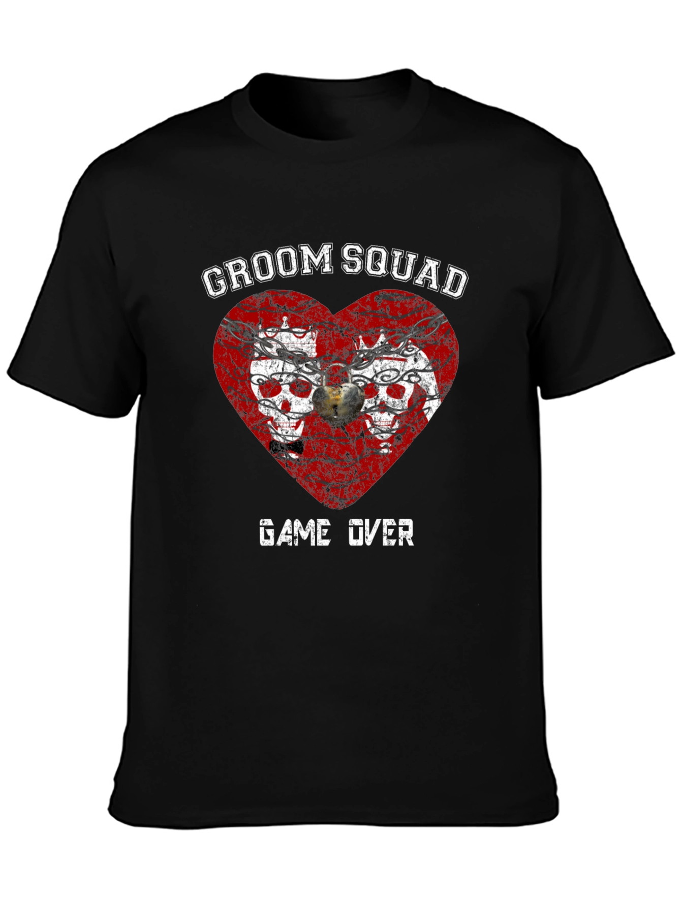 Groom Squad Skull Heart Graphic T-Shirt