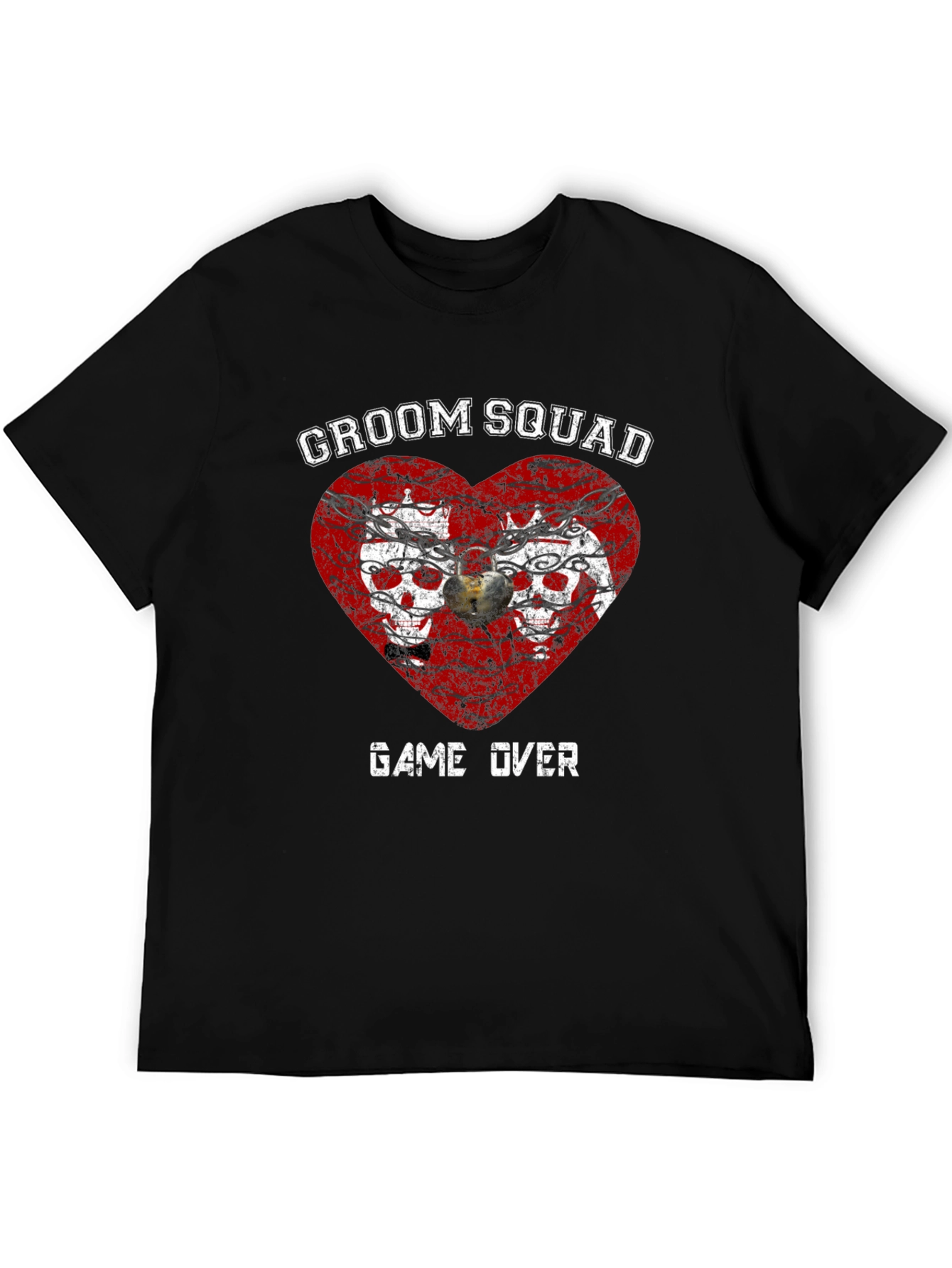 Groom Squad Skull Heart Graphic T-Shirt