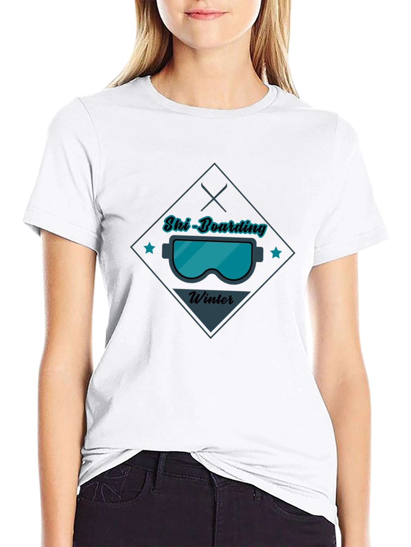Ski-Boarding Winter Graphic Tee - Black