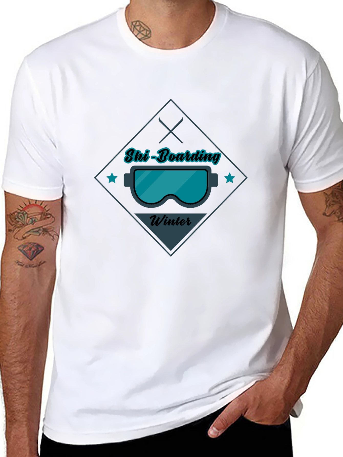 Ski-Boarding Winter Graphic Tee - Black