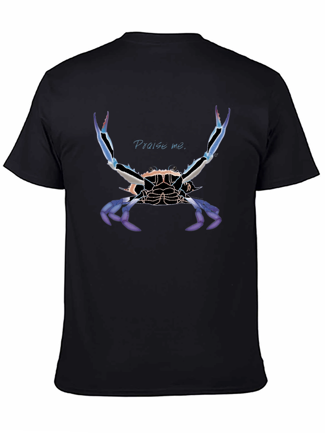 Praise Me Crab Graphic Tee - Black Cotton T-Shirt