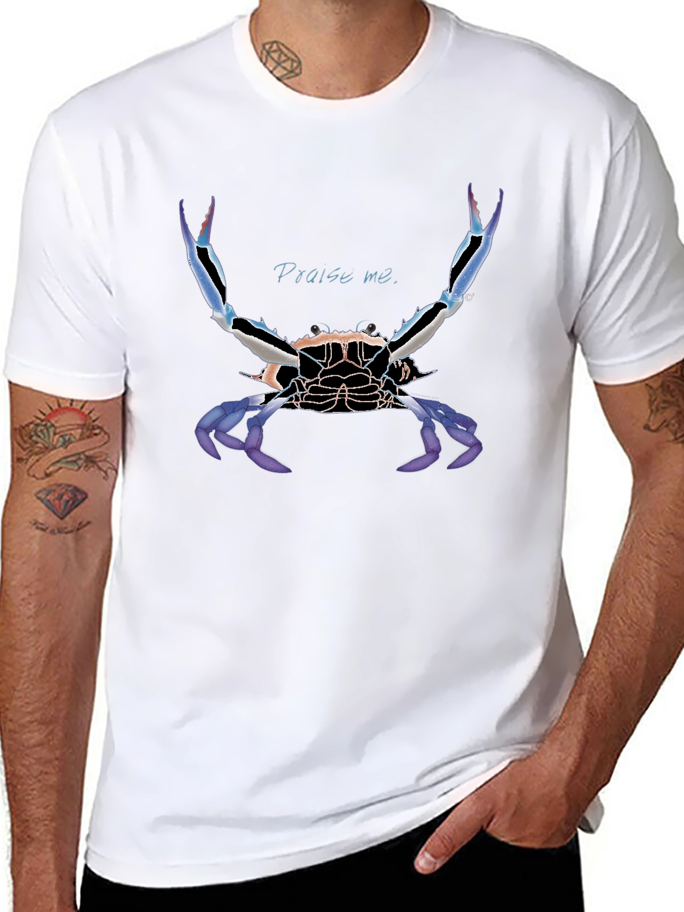 Praise Me Crab Graphic Tee - Black Cotton T-Shirt