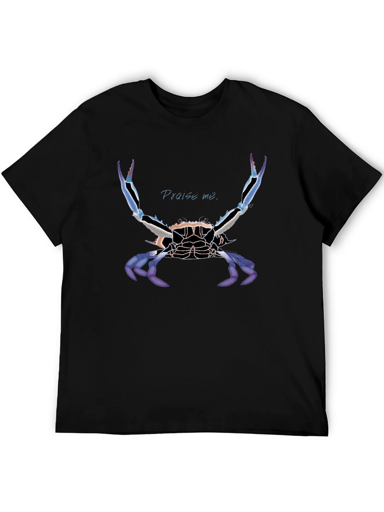 Praise Me Crab Graphic Tee - Black Cotton T-Shirt