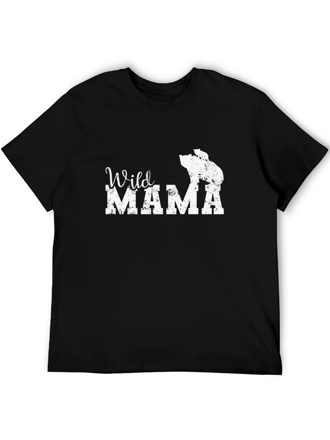 Wild Mama Bear T-Shirt - Black Crew Neck Tee