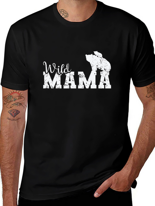 Wild Mama Bear T-Shirt - Black Crew Neck Tee