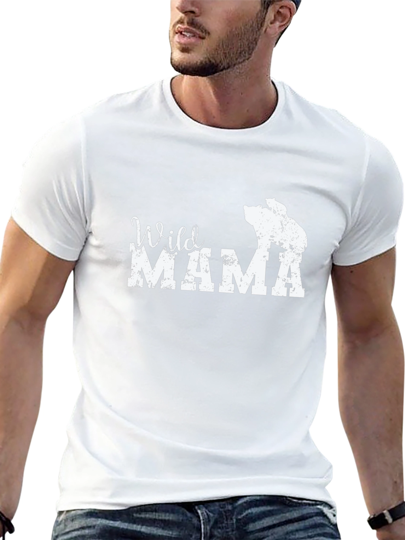 Wild Mama Bear T-Shirt - Black Crew Neck Tee