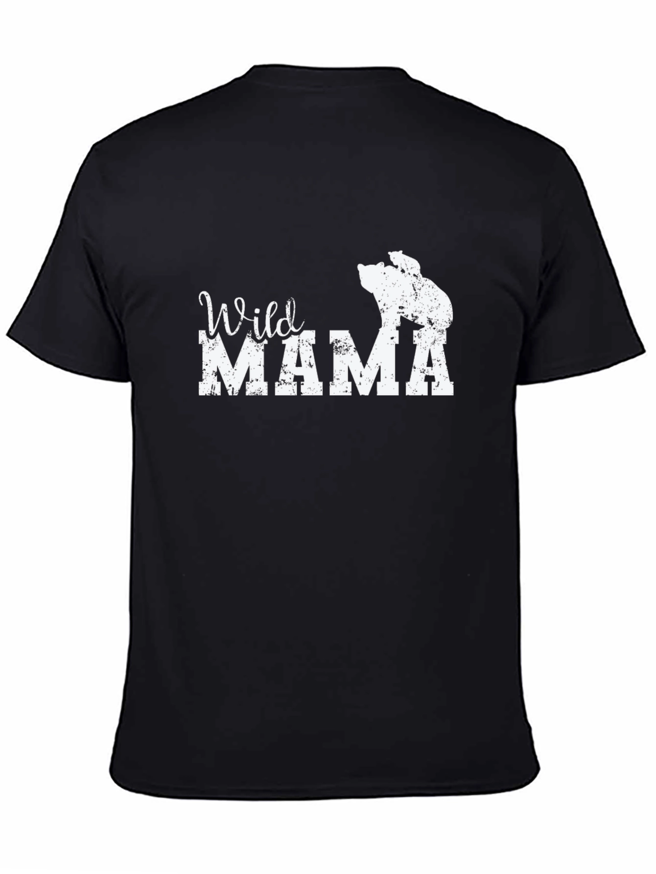 Wild Mama Bear T-Shirt - Black Crew Neck Tee