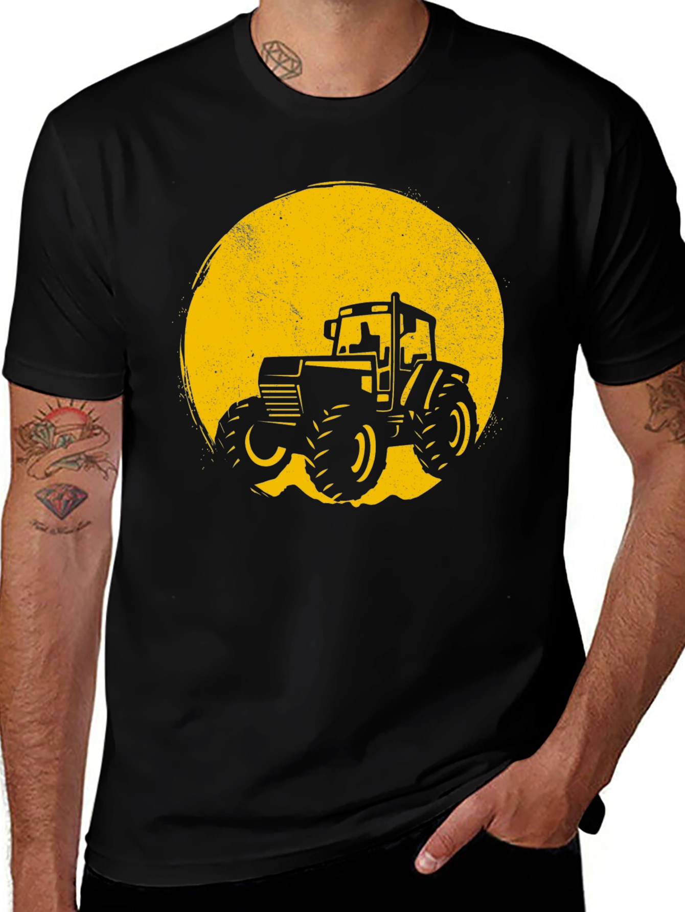 Tractor Graphic Tee - Black Cotton Blend