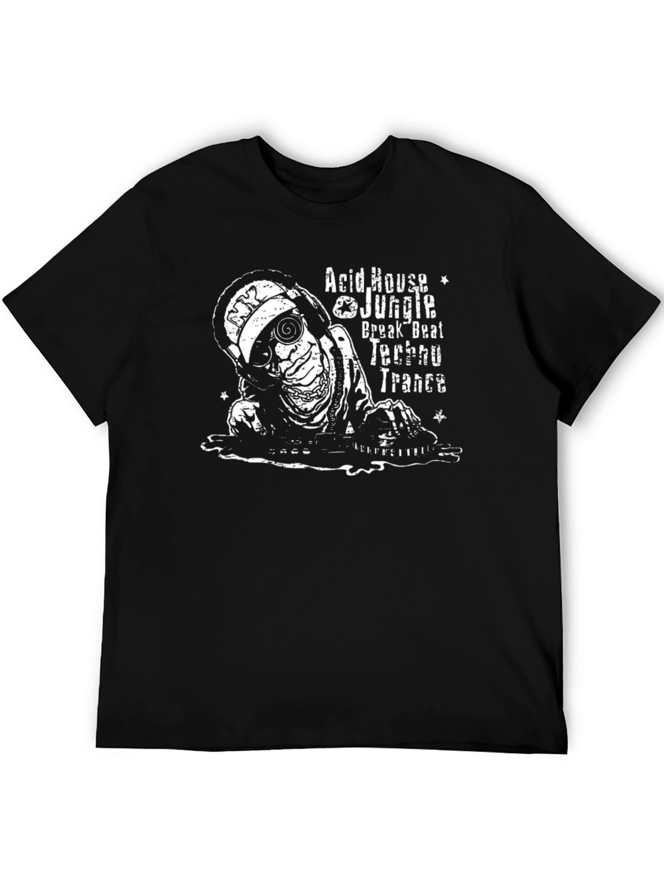 DJ Skeleton Graphic Tee - Acid House Music Shirt
