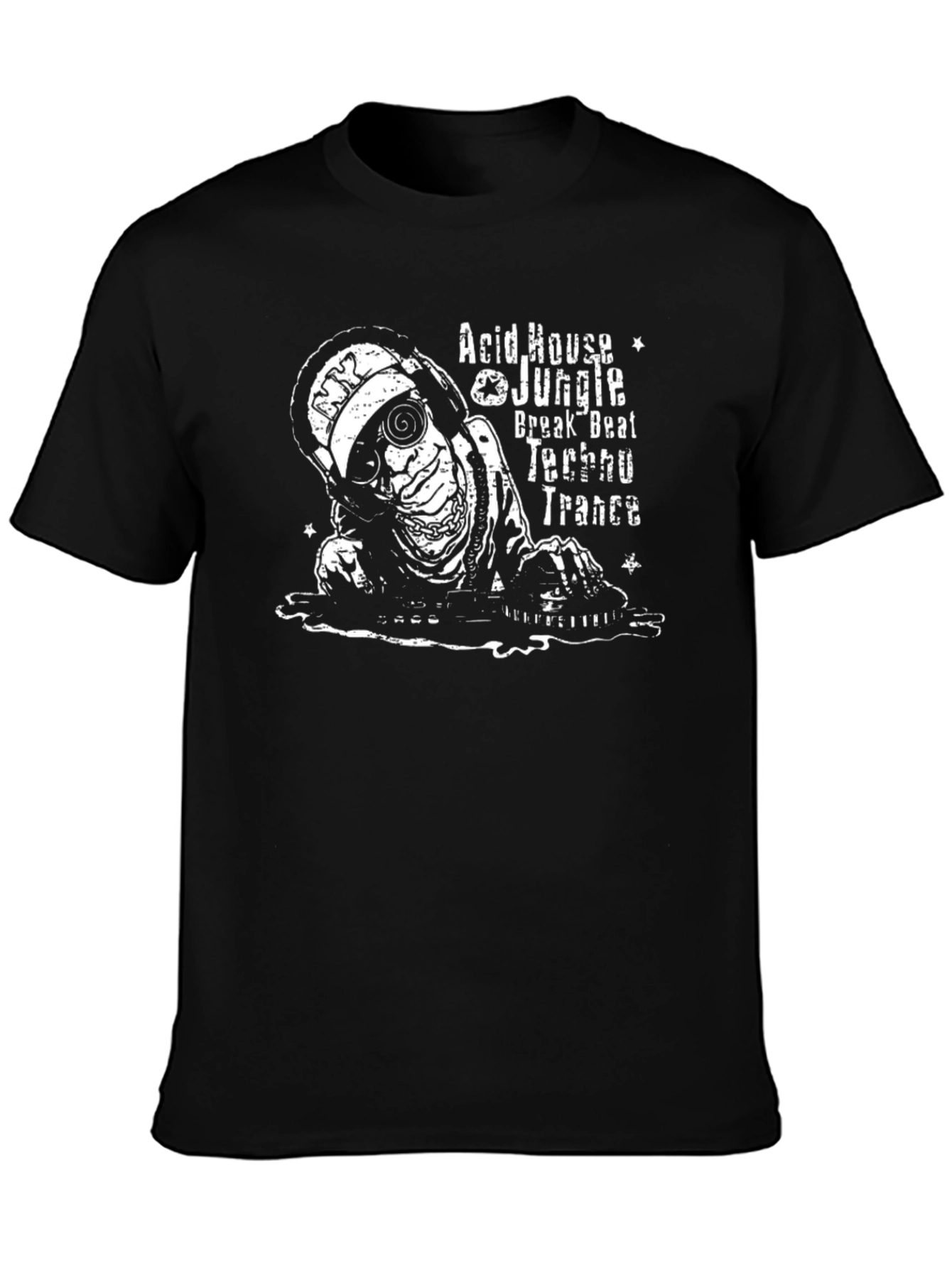 DJ Skeleton Graphic Tee - Acid House Music Shirt