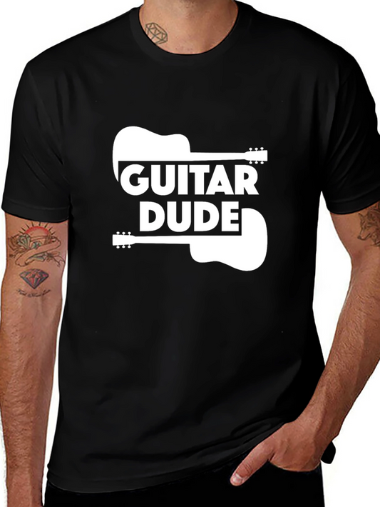 Guitar Dude Graphic Tee - Black Cotton T-Shirt