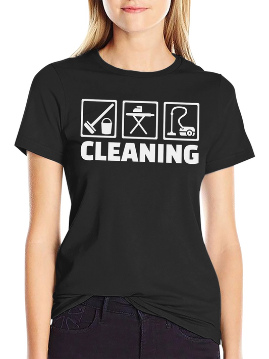 Funny Cleaning Icons Black T-Shirt