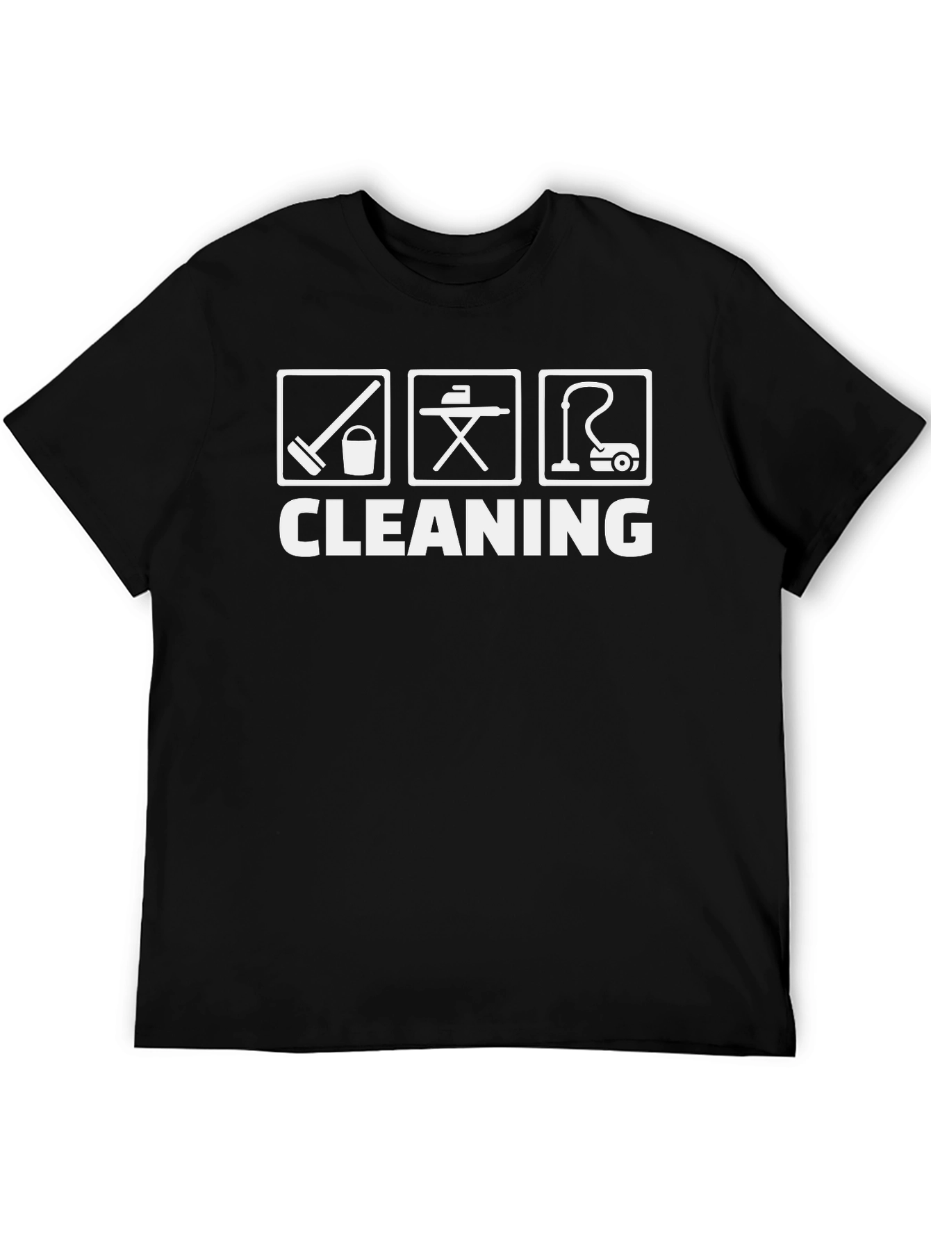 Funny Cleaning Icons Black T-Shirt