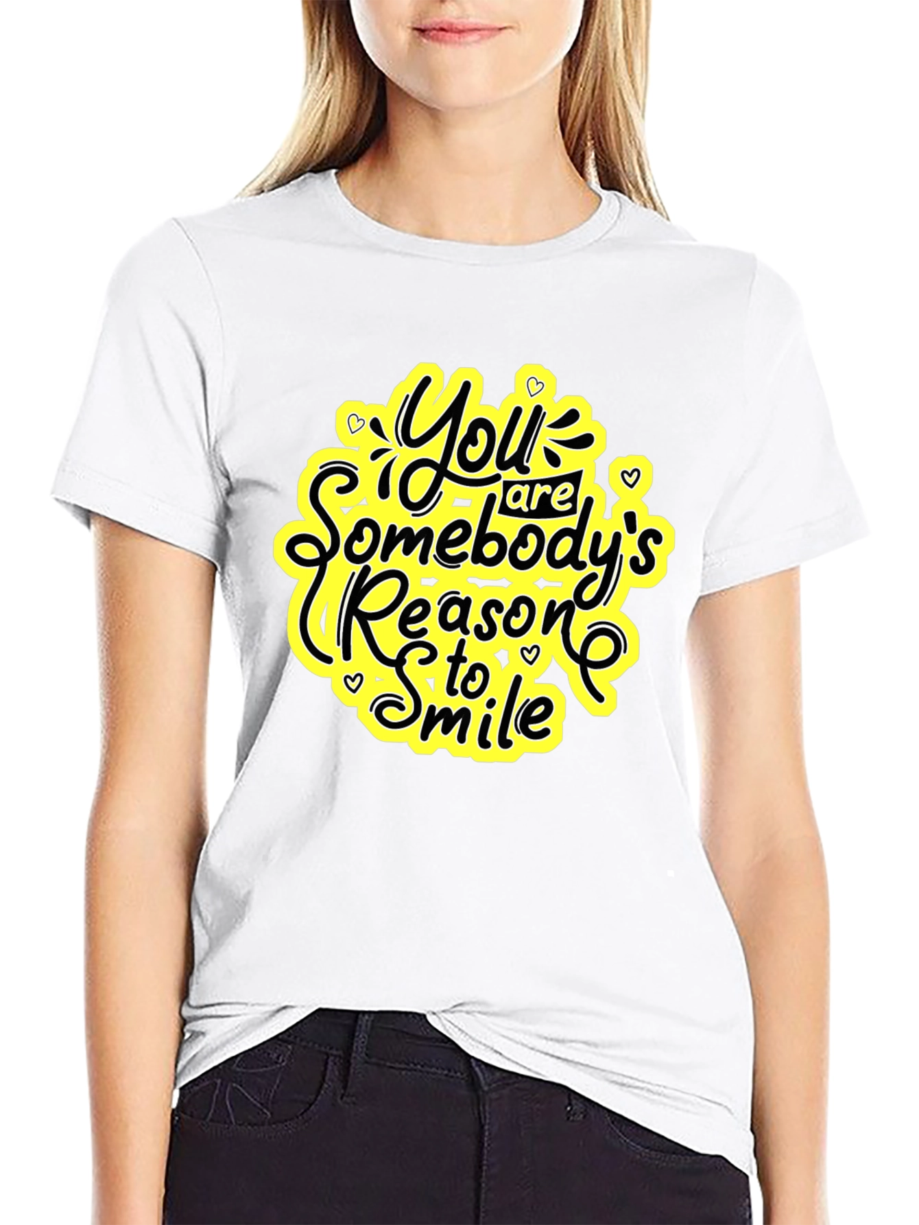 Inspirational Black T-Shirt: Somebodys Reason to Smile