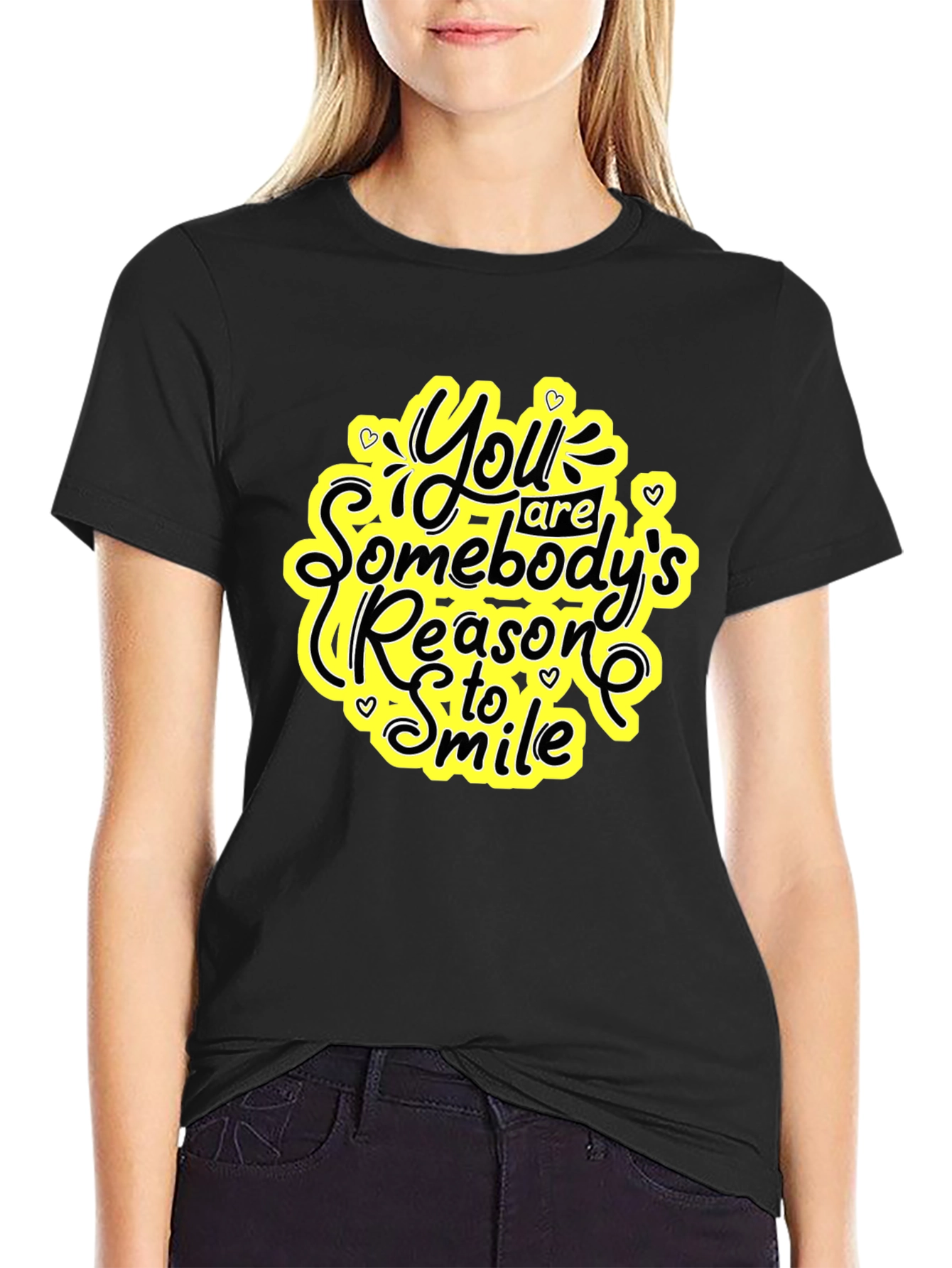 Inspirational Black T-Shirt: Somebodys Reason to Smile