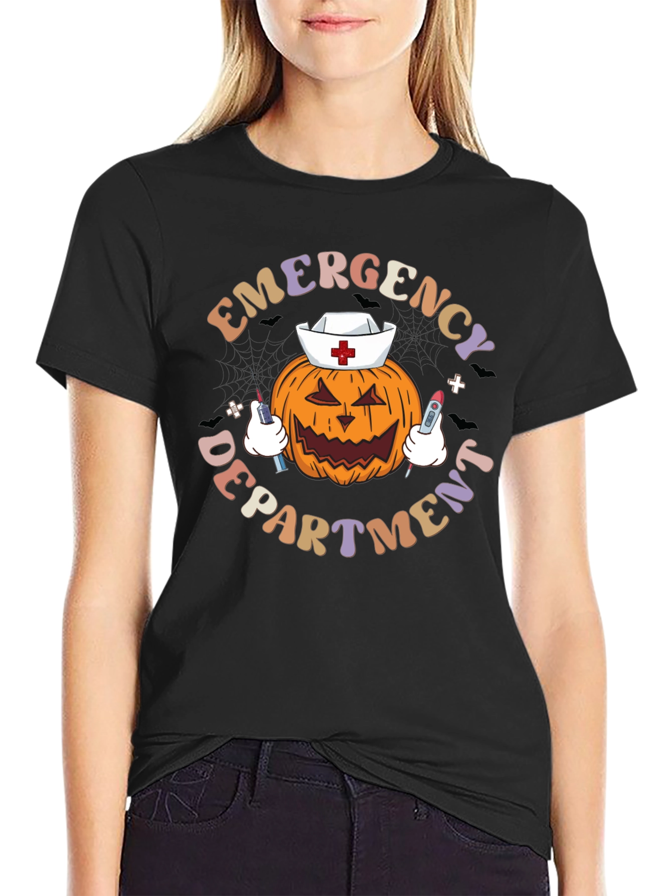 Emergency Dept. Halloween Pumpkin Nurse T-Shirt
