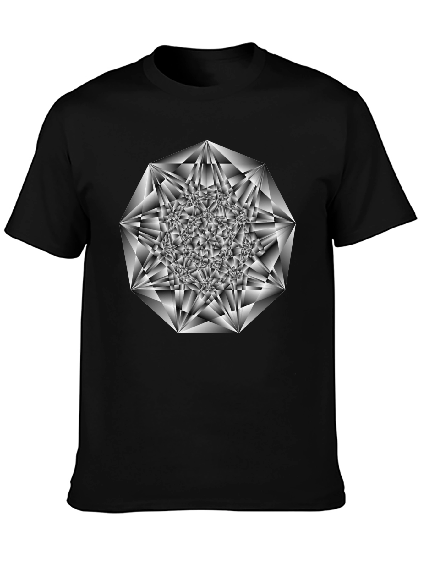 Abstract Geometric Print Black T-Shirt