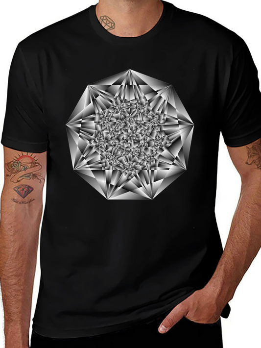 Abstract Geometric Print Black T-Shirt