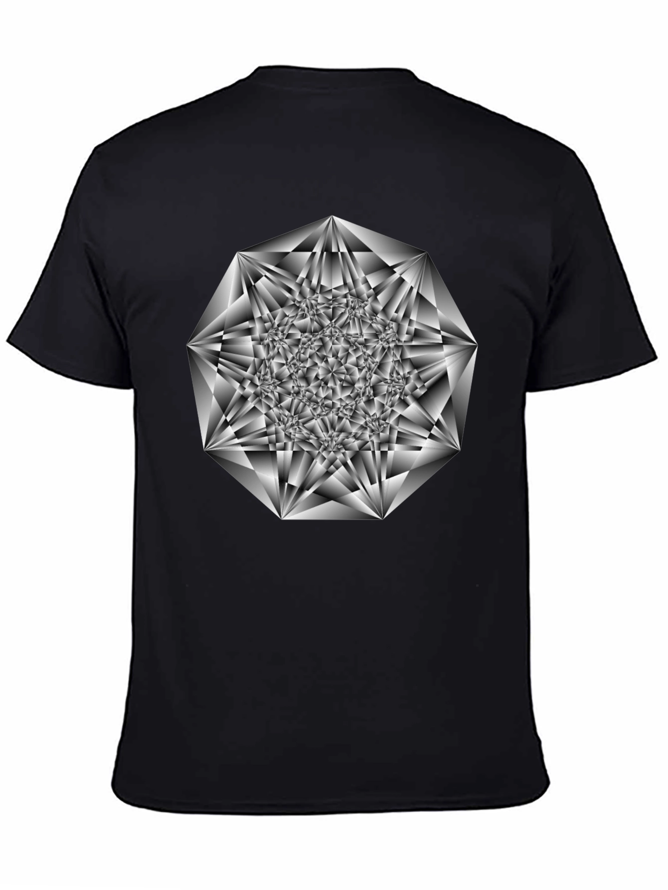 Abstract Geometric Print Black T-Shirt