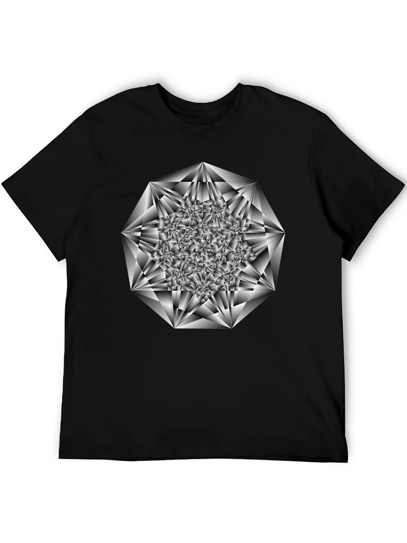 Abstract Geometric Print Black T-Shirt