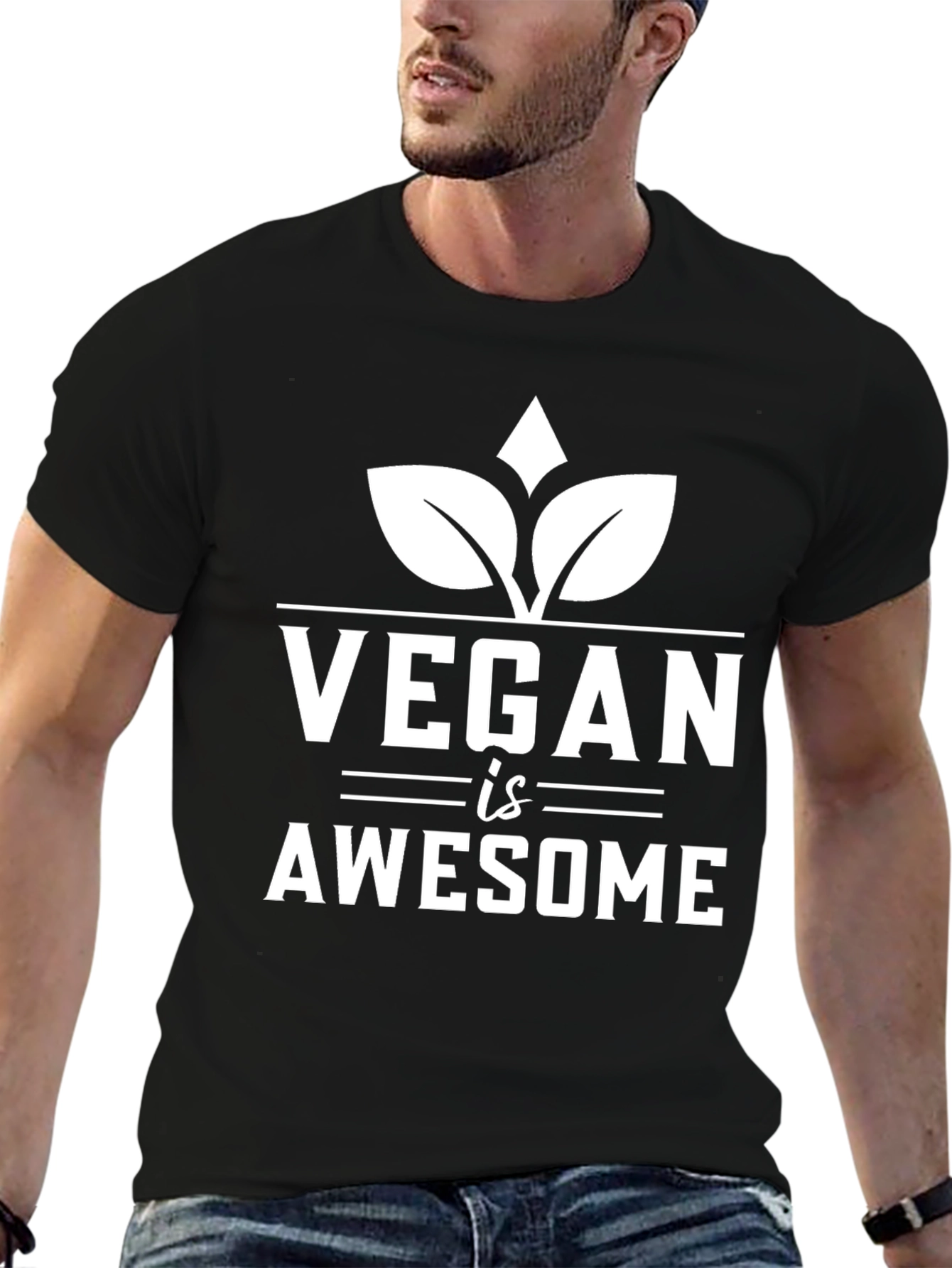 Vegan is Awesome T-Shirt - Unisex Black Tee