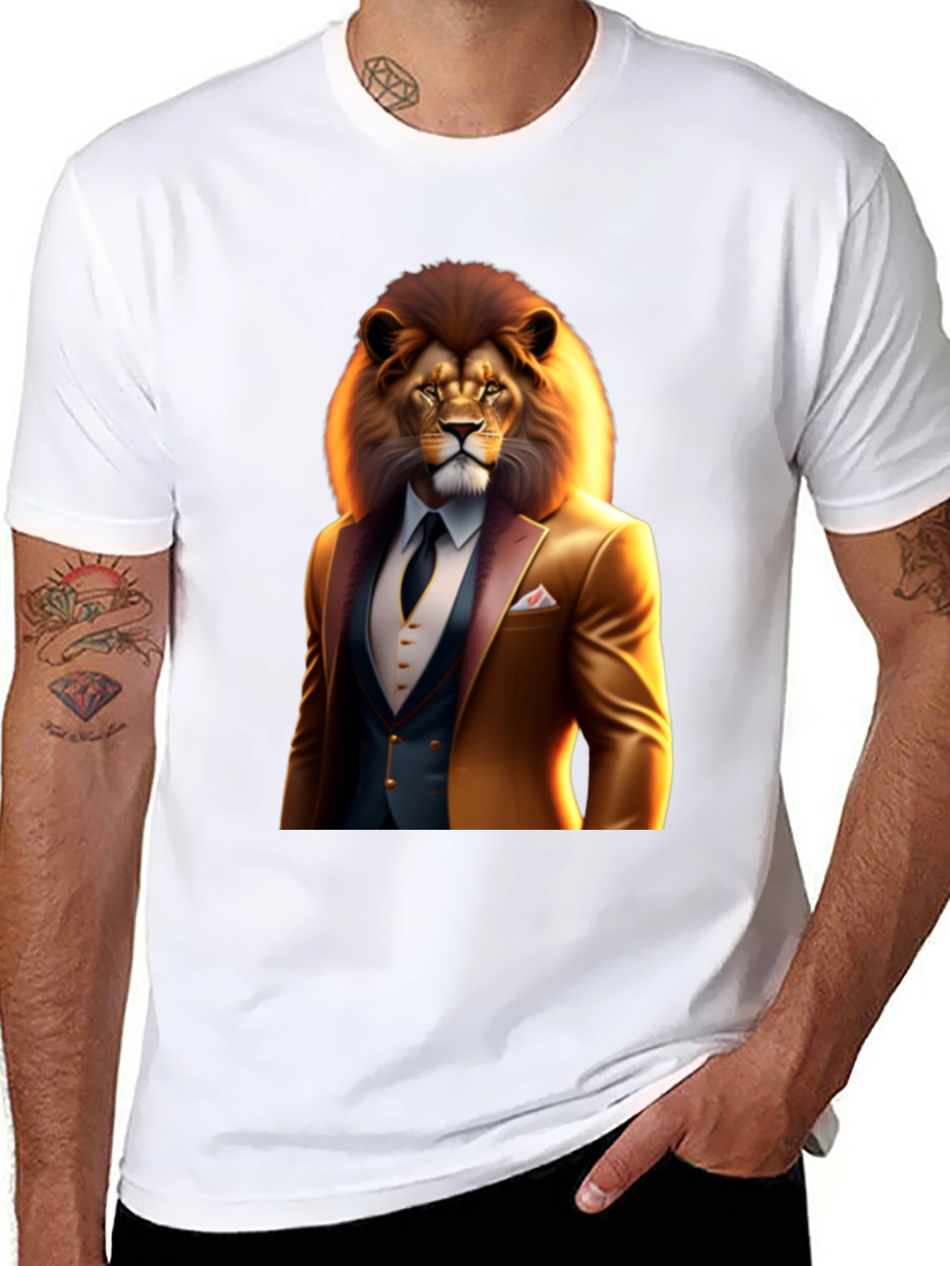 Lion Suit Graphic Tee - Bold Style