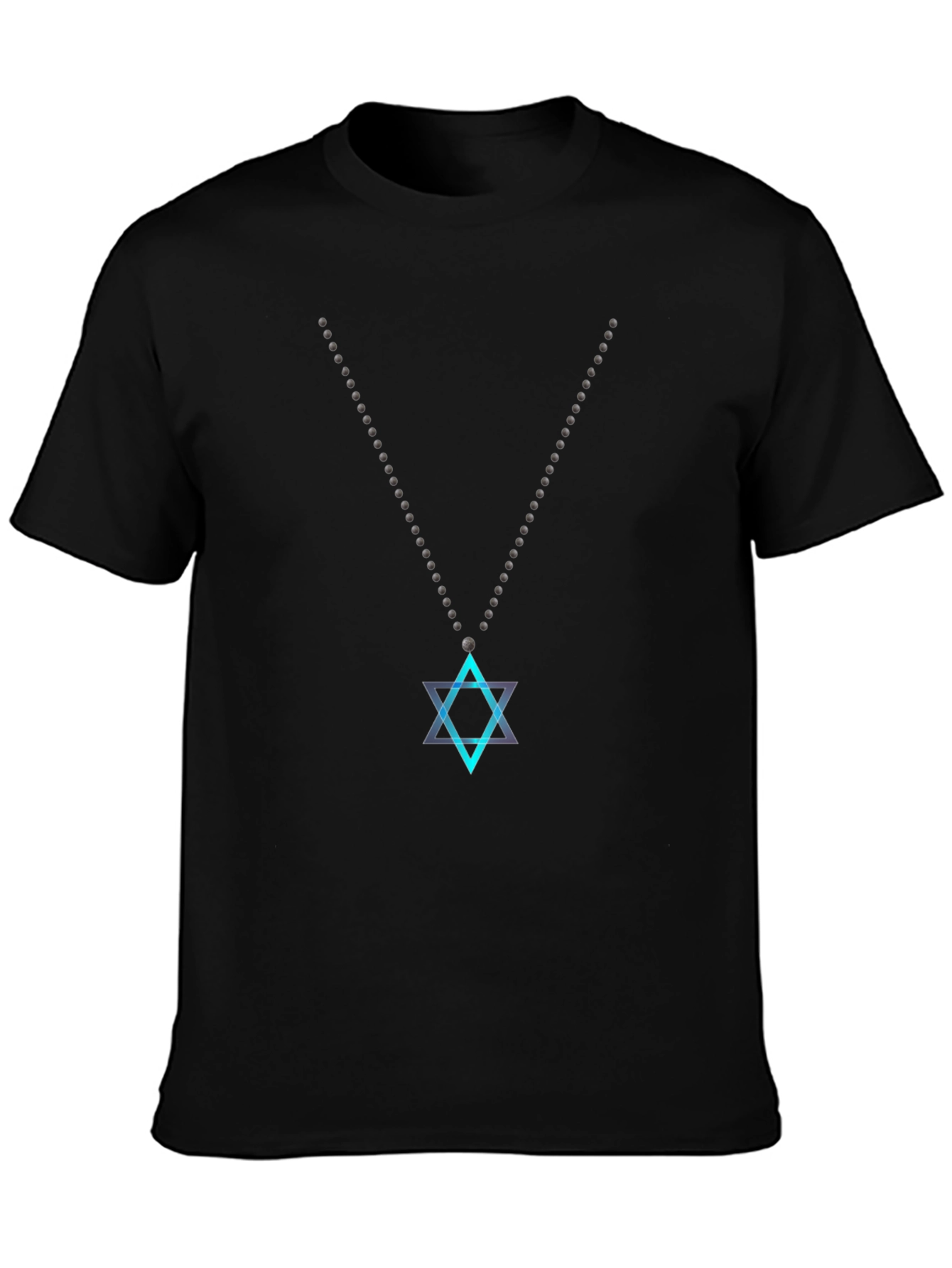 Star of David Necklace Graphic Tee - Black Cotton