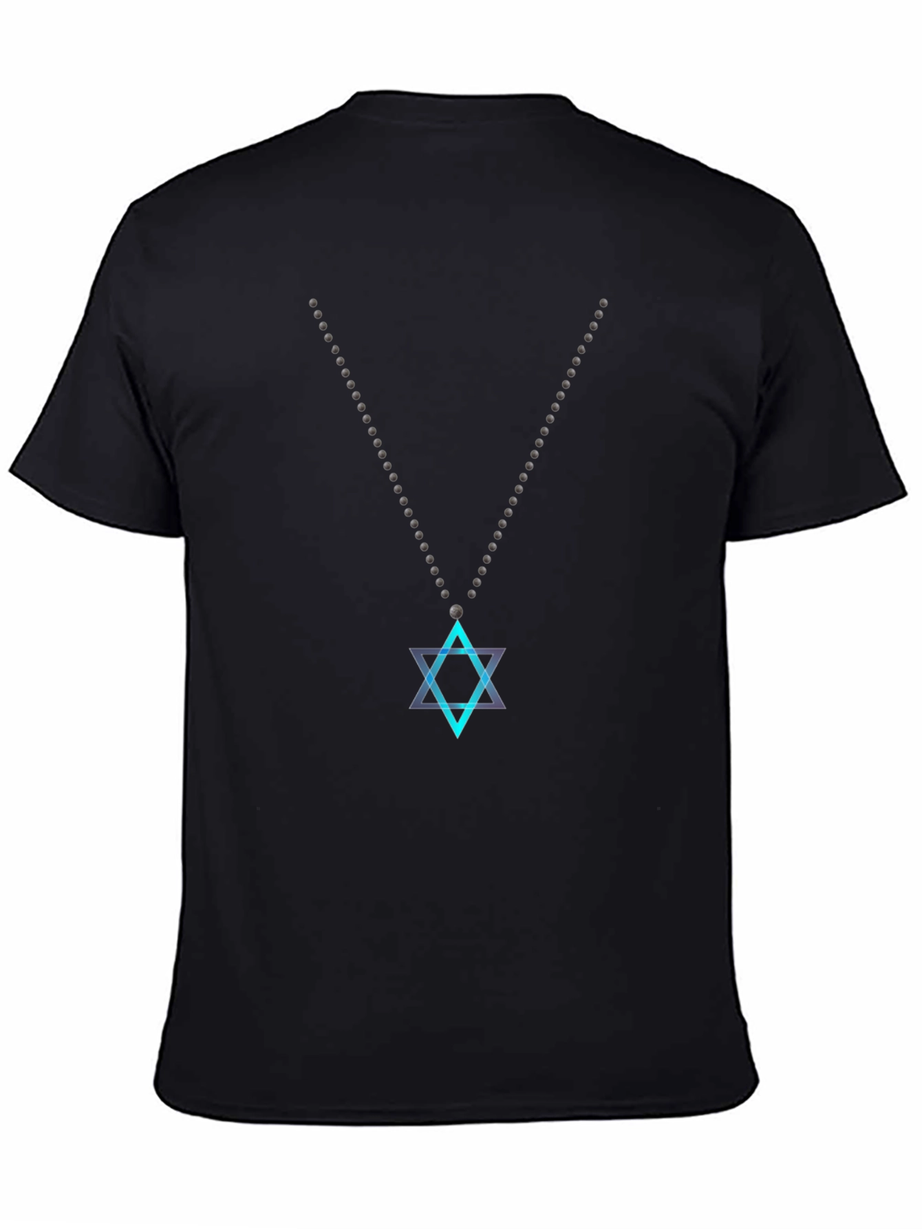 Star of David Necklace Graphic Tee - Black Cotton