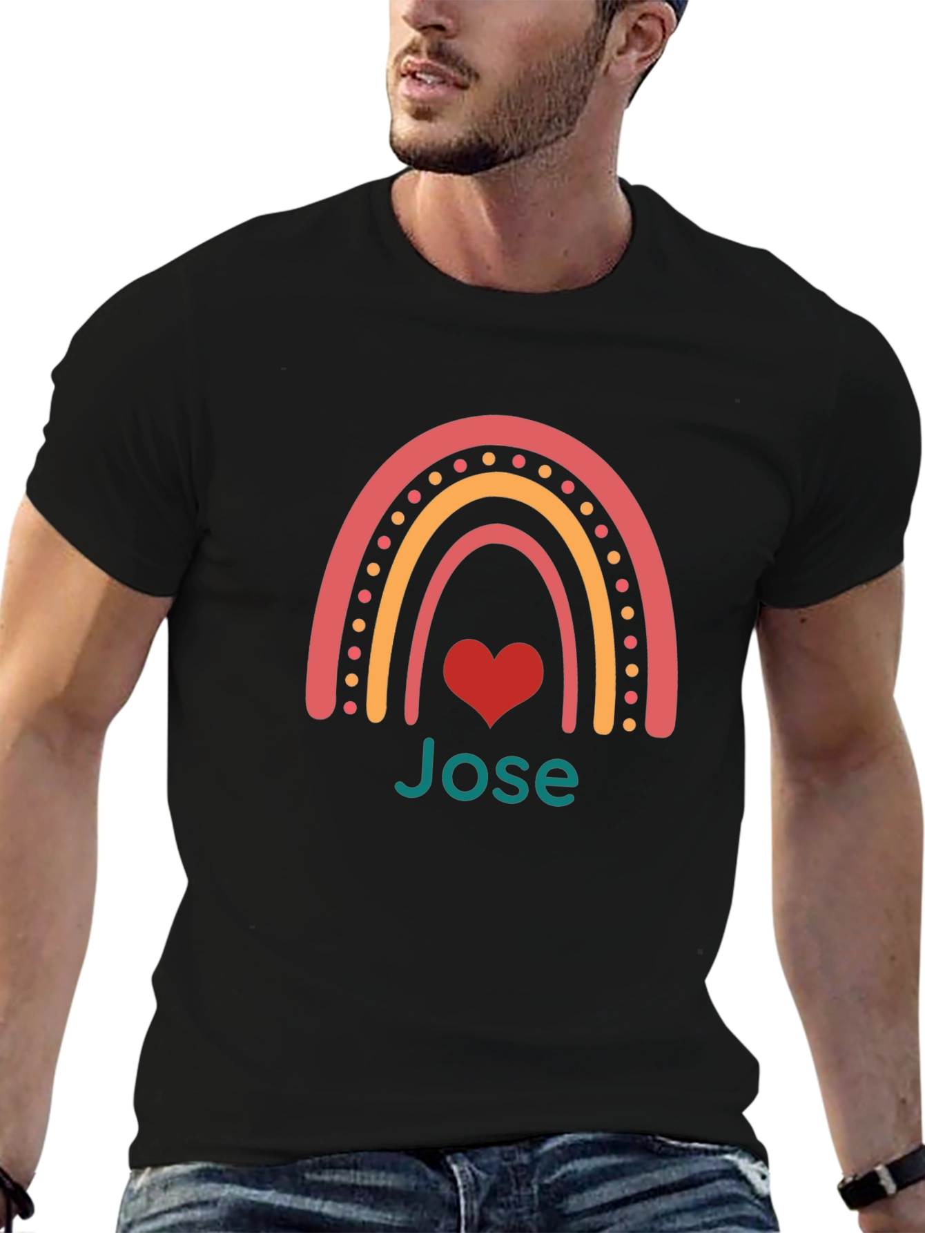 Personalized Rainbow Heart T-Shirt - Jose