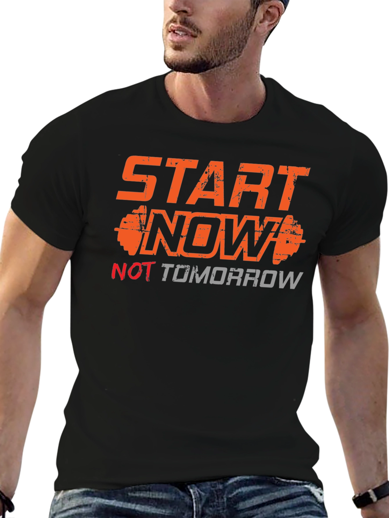 Start Now Mens Graphic Tee - Black Motivational T-Shirt