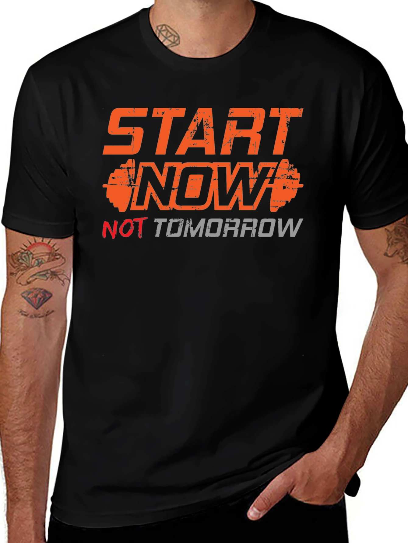 Start Now Mens Graphic Tee - Black Motivational T-Shirt