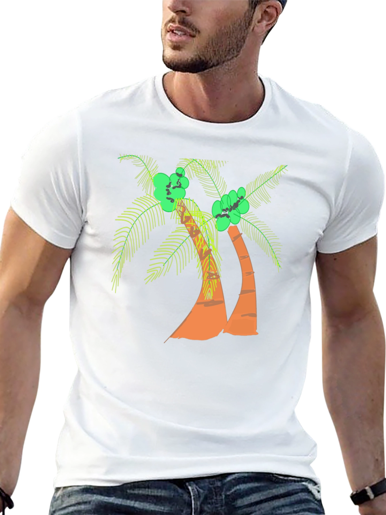 Tropical Palm Tree Black Graphic Tee