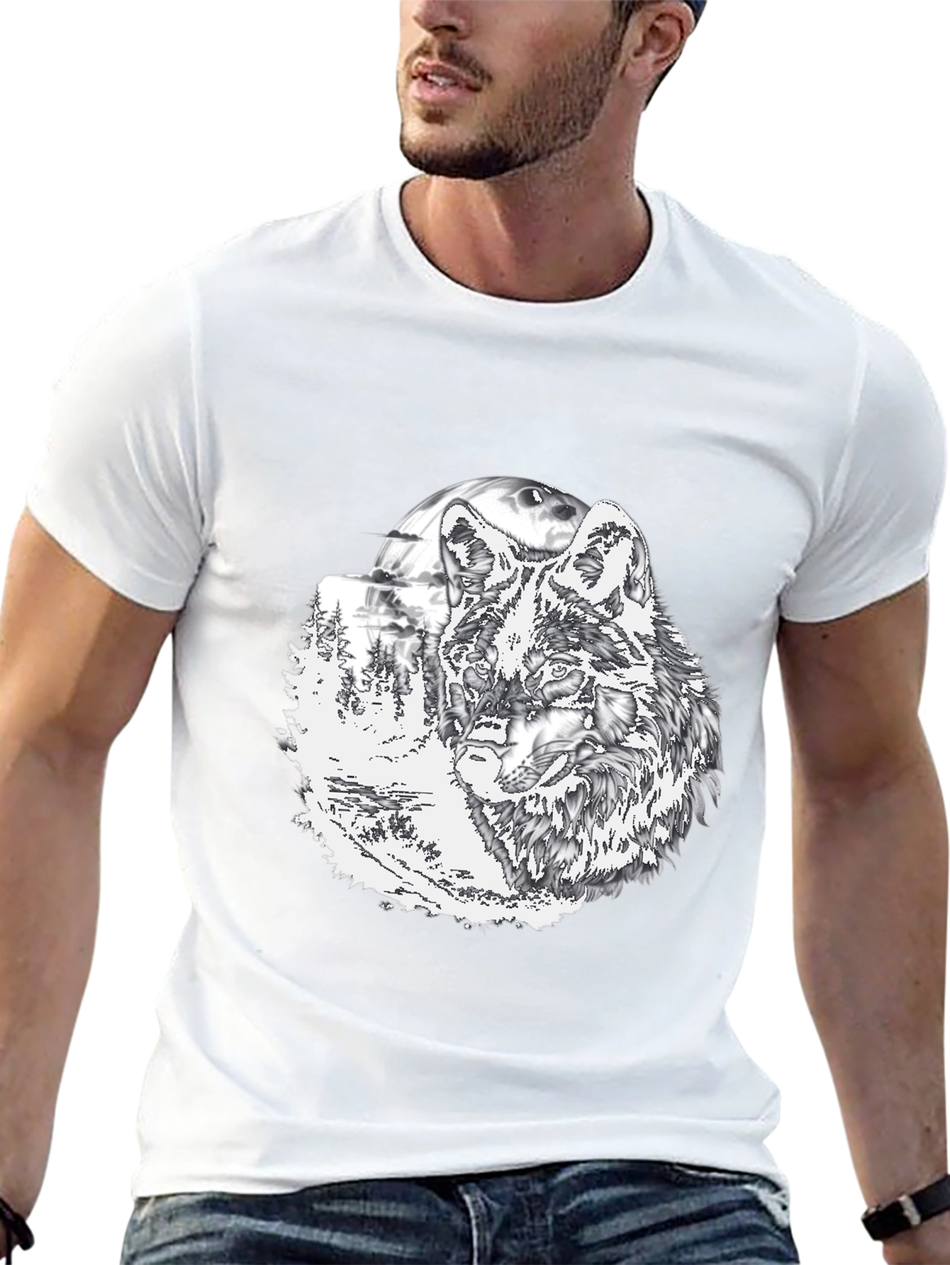 Wolf Graphic T-Shirt - Mens Black Tee