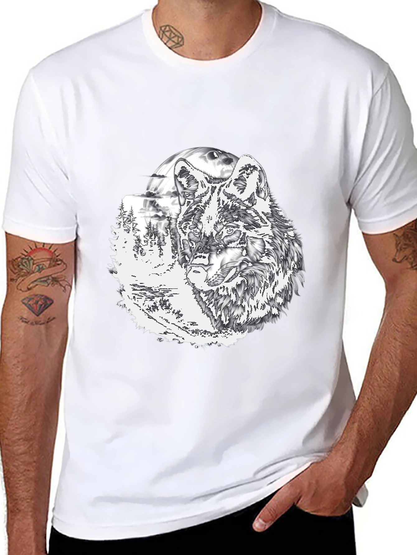 Wolf Graphic T-Shirt - Mens Black Tee