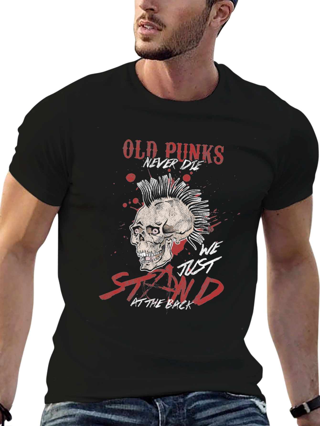 Old Punks Skull Graphic T-Shirt