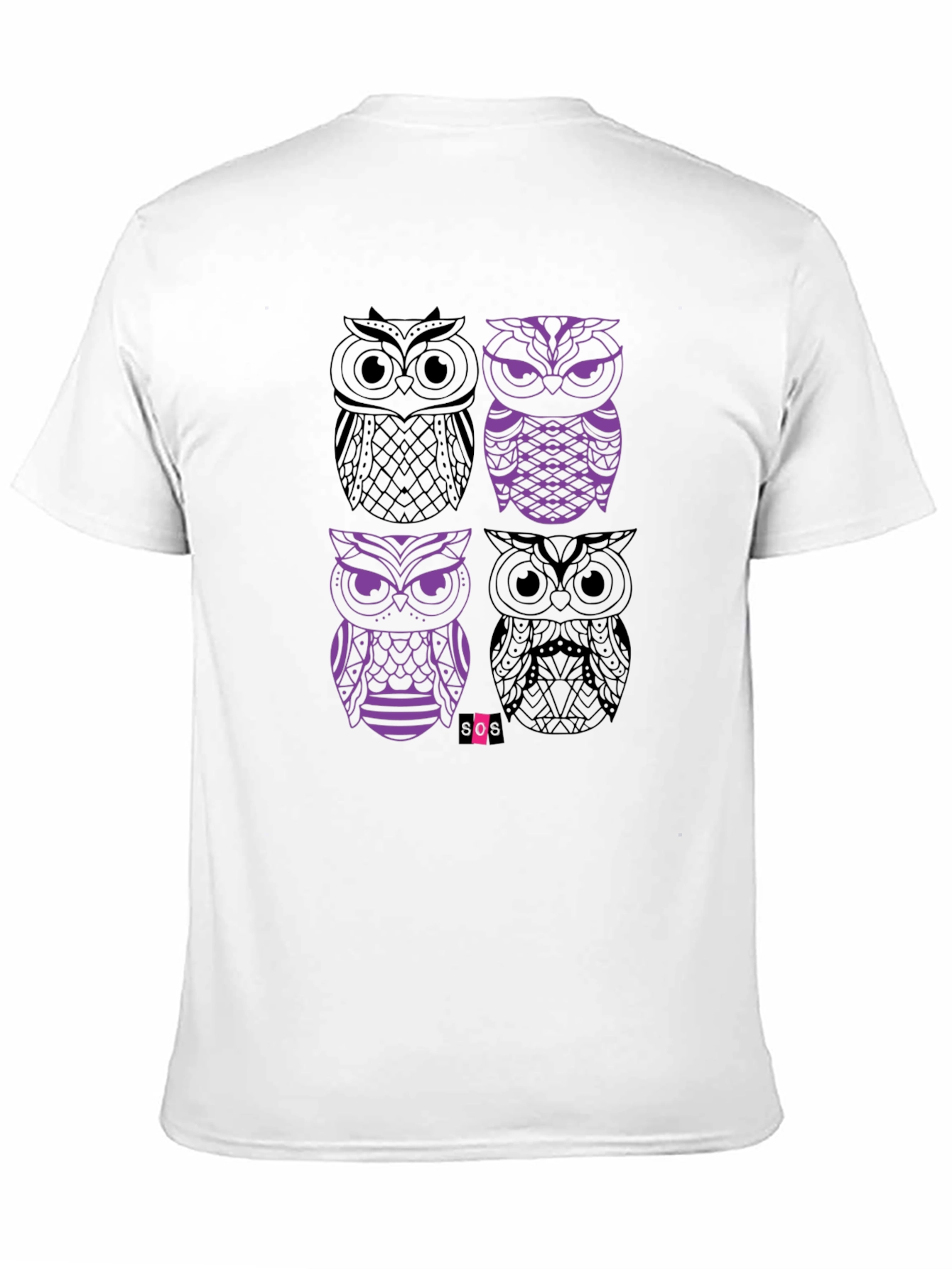 Owl Graphic Print Mens Black T-Shirt